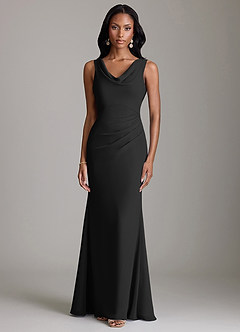Azazie Linelle Bridesmaid Dresses Black Mermaid Pleated Chiffon Dress image5