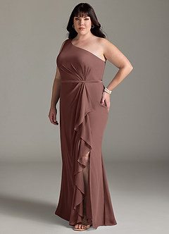 Azazie Liza Abiti da Damigella Abito Sirena in Chiffon Monospalla Espresso image8