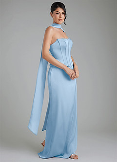 Azazie River Bridesmaid Dresses Powder Blue Sheath Corset Stretch Satin Convertible Dress image12