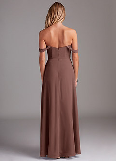 Azazie Aaron Bridesmaid Dresses Espresso A-Line Off the Shoulder Chiffon Convertible Dress image3