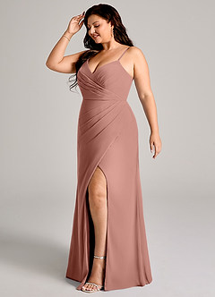 Azazie Maci Bridesmaid Dresses Cedar Rose Sheath Pleated Chiffon Dress image10