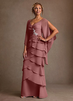 Azazie Arabinda Suknie dla Matki Panny Młodej Osłona Marszczony Szyfon Długość podłogi Sukienka image3