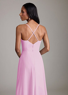Azazie Naeem Bridesmaid Dresses Candy Pink A-Line V-Neck Ruffle Chiffon Dress image7