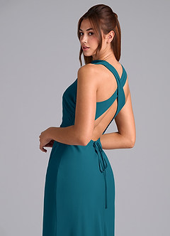 Azazie Evadne Bridesmaid Dresses Ink Blue A-Line Pleated Chiffon Dress image8