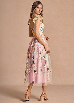 Denisse Blush Pink Multi Midi klänning image6