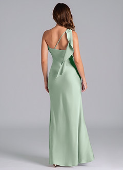 Azazie Driea Brudtärnklänningar Klä av Sjöjungfru i Stretch Satin Ena axeln Agave image2