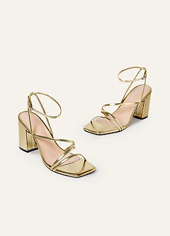 front Ankle Strap Block Heel Sandals