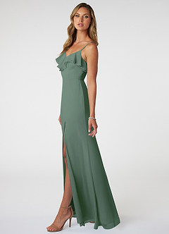 Azazie Natalia Bridesmaid Dresses Eucalyptus A-Line Chiffon Dress image3