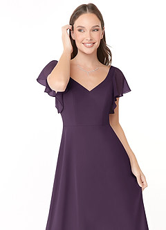 Azazie Syenna Bridesmaid Dresses Plum A-Line Ruched Chiffon Dress image5