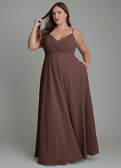 Azazie Amani Bridesmaid Dresses Ganache A-Line Pleated Chiffon Dress image9
