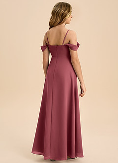 Azazie Anselie Junior Vestido de Merlot de Gasa de Corte en A con Vestidos sin tirantes image2