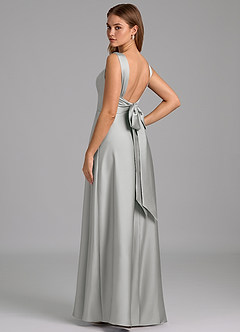 Azazie Beatrice 신부 들러리 드레스 A라인 스윗하트 네크라인 스트레치 새틴 바닥 길이 드레스 image2