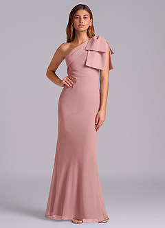 Azazie Yuanna Bridesmaid Dresses Dusty Rose Mermaid One Shoulder Chiffon Dress image1