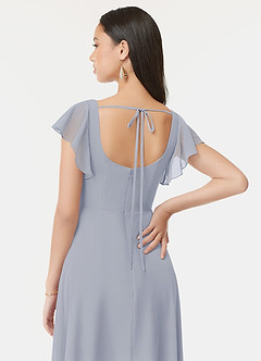 Azazie Bondi Bridesmaid Dresses Dusty Lavender A-Line Ruffled Chiffon Dress image3
