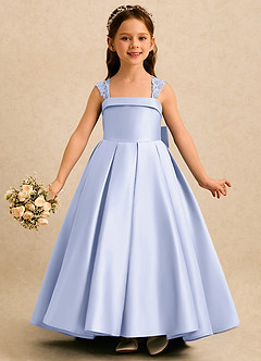Azazie Genie Flower Girl Dresses Lavender Ball-Gown Off the Shoulder Matte Satin Dress image3