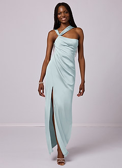 Barbie ♥ Azazie Bridesmaid Dresses Mist Mermaid One Shoulder Stretch Satin Dress image1