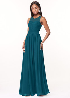 Azazie Nina Bridesmaid Dresses Ink Blue A-Line Pleated Chiffon Dress image4