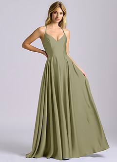 Azazie Truce Bridesmaid Dresses Pistachio A-Line Stretch Satin Dress image6