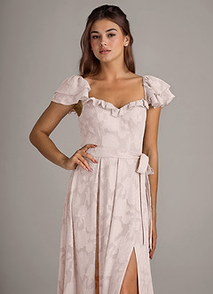 Azazie Aricella Bridesmaid Dresses Blushing Pink A-Line Corset Floral Burnout Dress image6