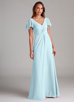 Azazie Soren Bridesmaid Dresses Cloud Blue A-Line Ruched Chiffon Dress image1