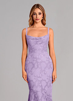 Azazie Aubrey Jurken voor bruidsmeisjes Jurk van Bloemen Burn-out met Zeemeermin Boog Lila image6