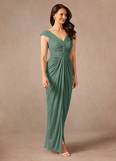 Azazie Lisolette Mère de la mariée Robes Robe Fourreau en Maille Plissée Eucalyptus image5
