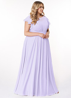 Azazie Daphne Modest Bridesmaid Dresses A-Line Ruffled Chiffon Floor-Length Dress image9