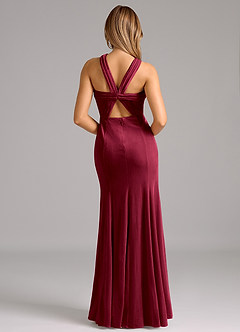 Azazie Rue Bridesmaid Dresses Burgundy A-Line Pleated Velvet Dress image2