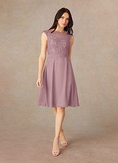Azazie Klaus Kleider für die Brautmutter A-Linie Pailletten Schaufel Chiffon Kleider Altrosa image3