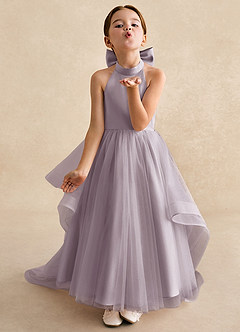 Azazie Bev Flower Girl Dresses Dusk A-Line Convertible Tulle Dress image4