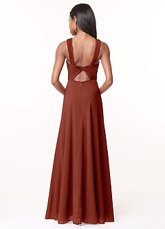 Azazie Brandie Bridesmaid Dresses Terracotta A-Line Pleated Stretch Chiffon Dress image2