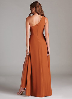Azazie Brooke Bridesmaid Dresses Cinnamon A-Line One Shoulder Chiffon Dress image7