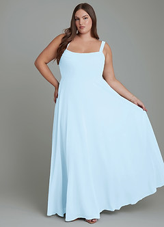 Azazie Shaude Abiti da Damigella Abito A-Line in Chiffon Plissettato Azzurro image1