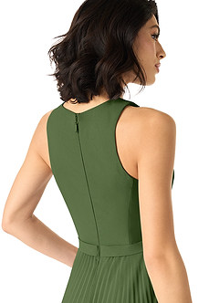 Azazie Lindie Bridesmaid Dresses Olive A-Line Scoop Pleated Chiffon Dress image5
