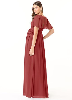 Azazie Verna Brautjungfernkleider für Schwangere A-Linie V-Hals Gerüscht Chiffon Bodenlänge Kleid image4