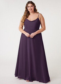 Azazie Daenerys Brautjungfernkleider A-Linie Kutte Chiffon Kleid Pflaume image8