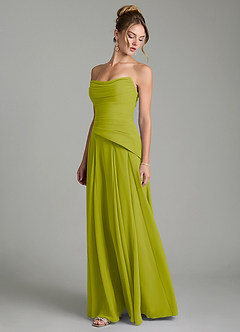 Azazie Gabriela Bridesmaid Dresses Lemongrass A-Line Corset Chiffon Dress image6