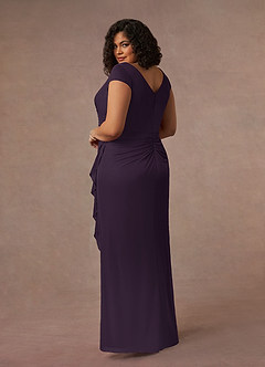 Azazie Roya Mother of the Bride Dresses Plum Mermaid V-Neck Pleated Mesh Dress image9