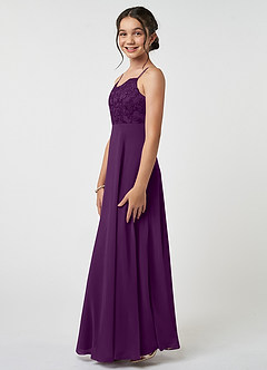 Azazie Sonya Junior Robe Trapèze en Mousseline de soie Dentelle Grain De Raisin image3