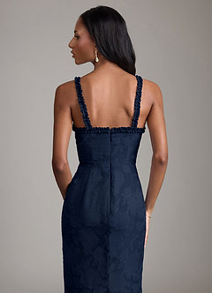 Azazie Corina Brudtärnklänningar Klä av Sjöjungfru i Blommig Utbrändhet Rynkad Mörk Marinblå image3