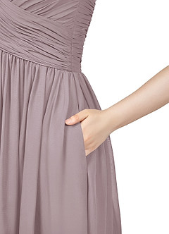 Azazie Angie Bridesmaid Dresses A-Line Pleated Chiffon Knee-Length Dress image10