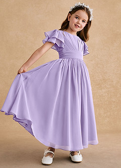 Azazie Ali Final Sale Agave A-Line Pleated Chiffon Dress image6