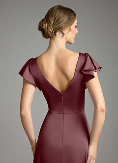 Azazie Omari Bridesmaid Dresses Sangria A-Line Stretch Satin Dress image7