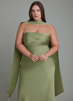 Azazie Saylor Bridesmaid Dresses Garden Sage Mermaid Strapless Stretch Satin Dress image18