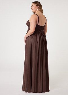 Azazie Chanel At-home Try On Dresses Black A-Line Pleated Chiffon Dress image9
