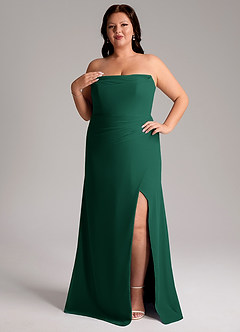 Azazie Leonis Bridesmaid Dresses Emerald Sheath Strapless Chiffon Convertible Dress image12