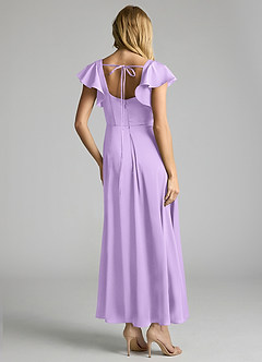 Azazie Bondi Final Sale Lilac A-Line Ruched Stretch Satin Dress image3