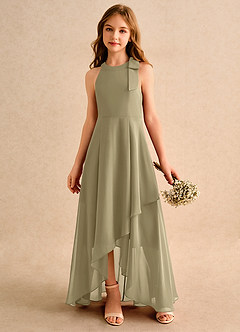 Azazie Boop Girls Formal Abiti da Ragazza di Fiori Abito A-Line in Chiffon Fiocco Verde Muschio image4