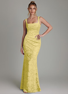 Azazie Agustina Vestidos de damas de honor Vestido de Canario de Devorado Floral de Corte Sirena con Corsé image3