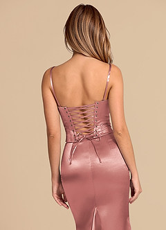 Azazie Sorrel Brudepigekjoler Havfrue Korset Metallisk satin Gulv-længde Kjole image8